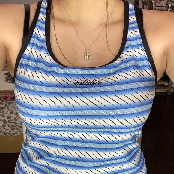 Adidas Blue Striped Racerback - Picture 3 of 6